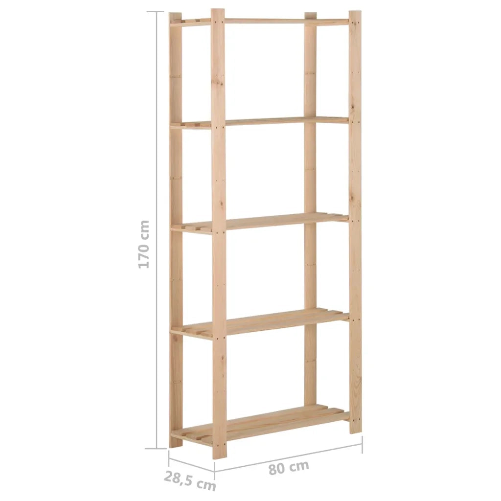 Scaffale a 5 Livelli 80x28,5x170 cm in Legno Massello di Pino 327320