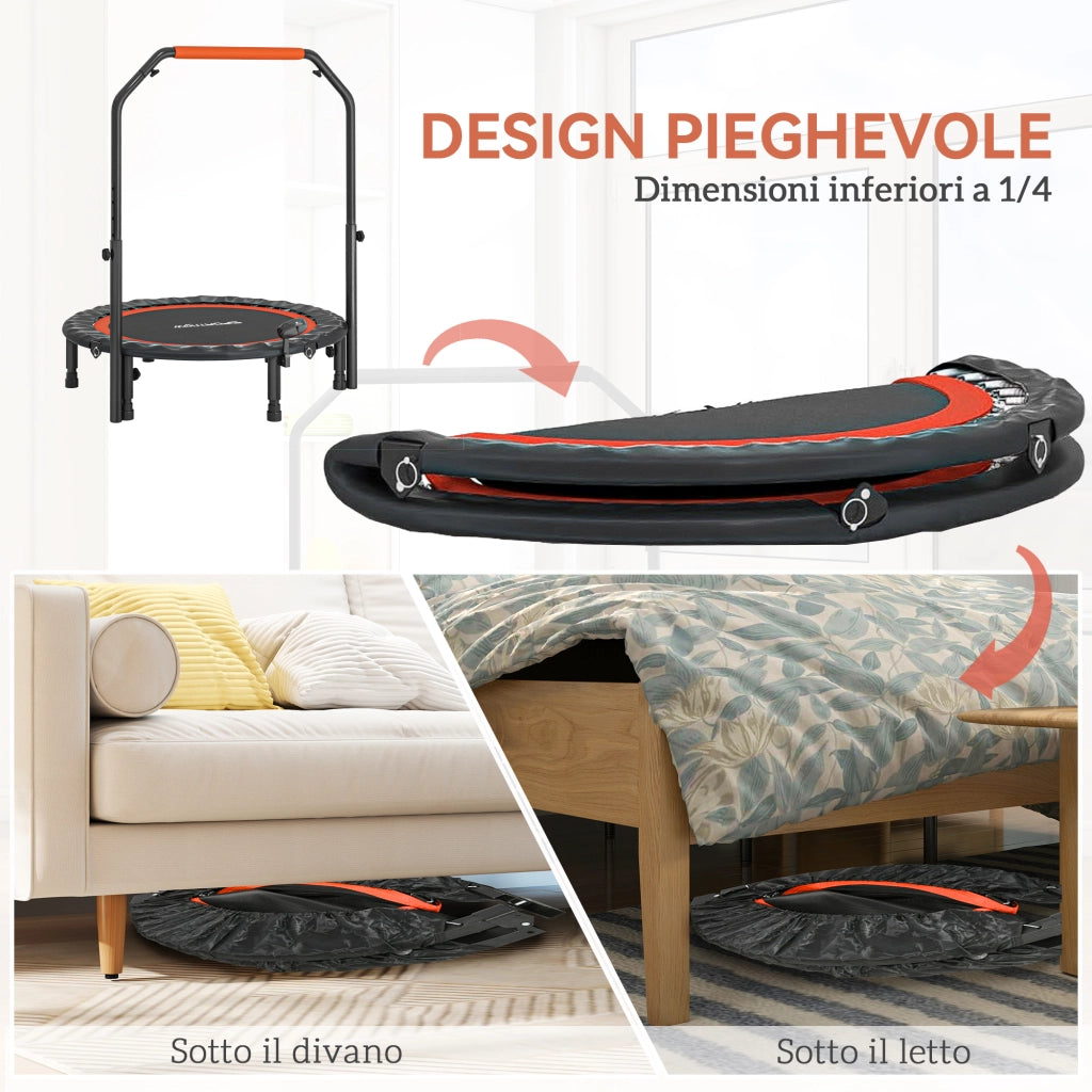 Trampolino Fitness Pieghevole ¨C Xylo ¨C ?102 cm con Manubrio Regolabile, Nero