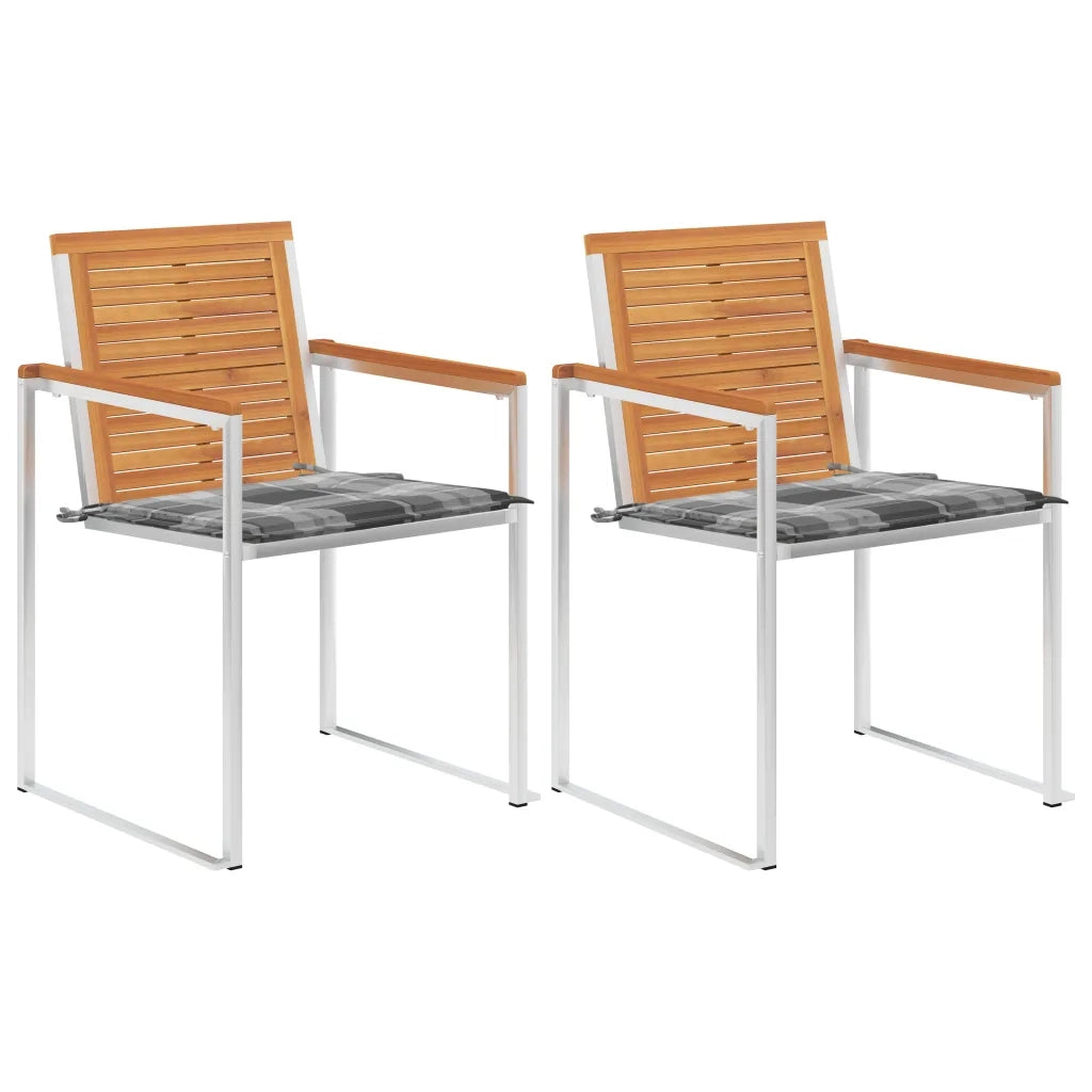 Sedie da Giardino 2 pz con Cuscini in Legno Acacia e Acciaio