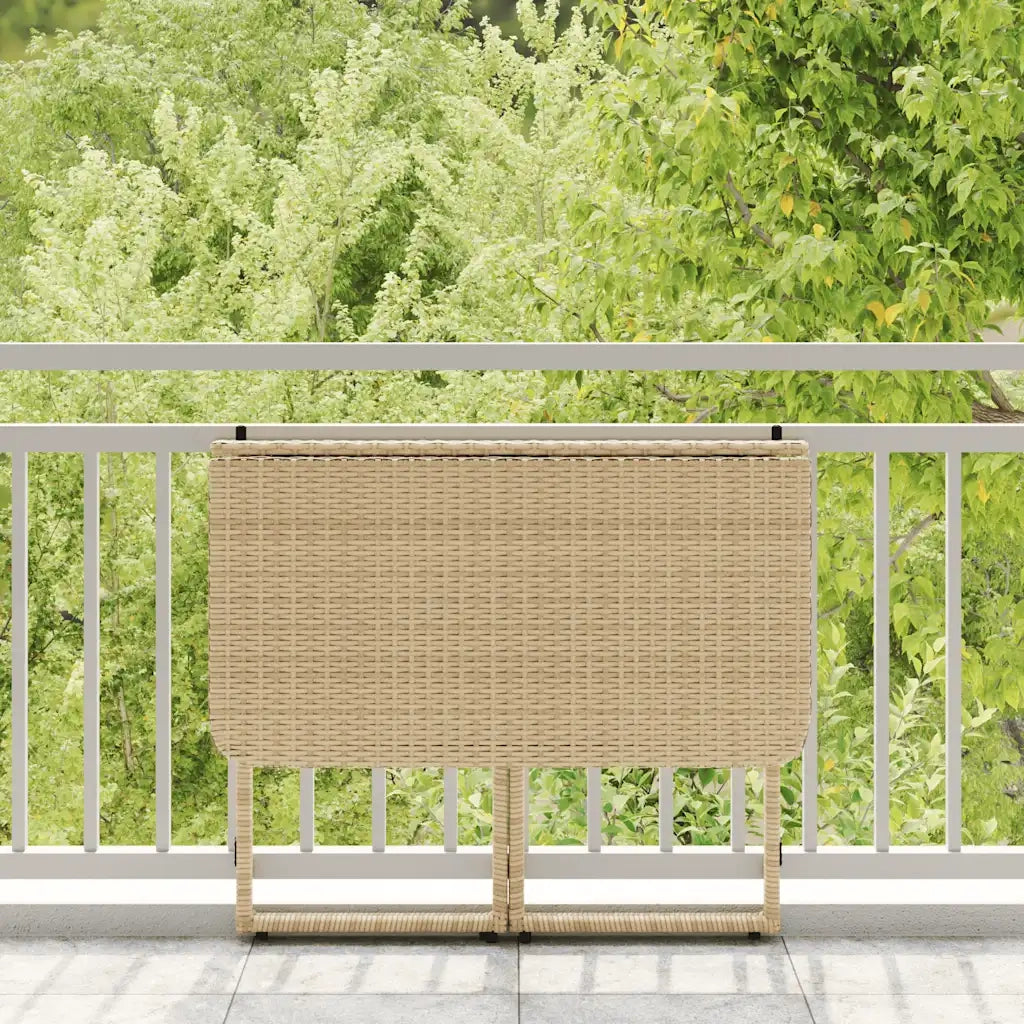 Tavolino da Giardino | Tavolino da esterno Pieghevole Beige 90x51x75 cm in Polyrattan