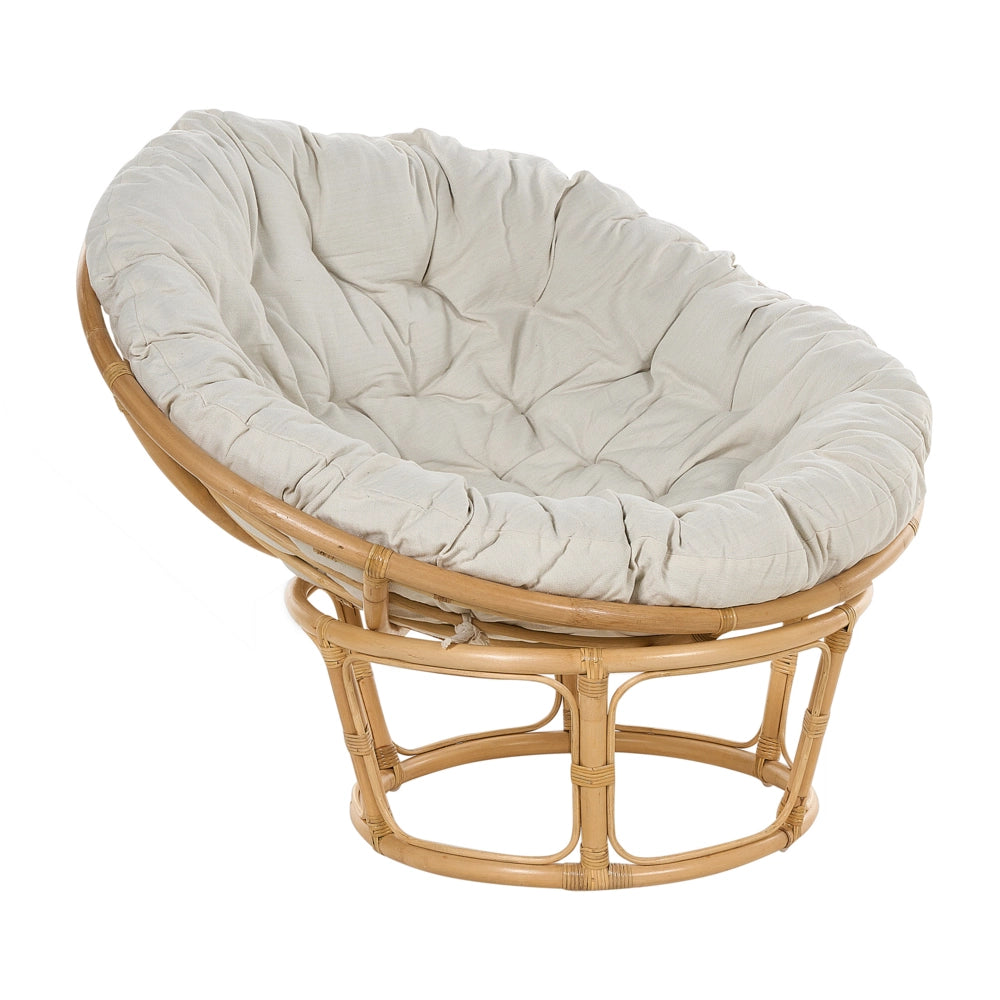 Sedia in rattan naturale Cuscini in cotone beige chiaro Resistenza media Interni Esterni Stile Boho Giardino Patio Balcone