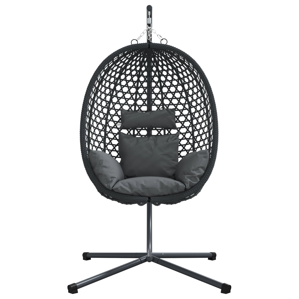 Sedia a Uovo Appesa con Supporto Antracite Rattan Polimerico
