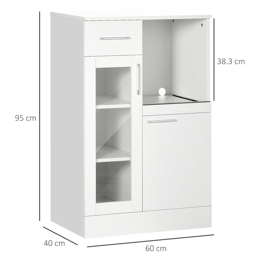 Credenza Moderna 60x40x95 cm Salvaspazio in Legno e Vetro Bianco
