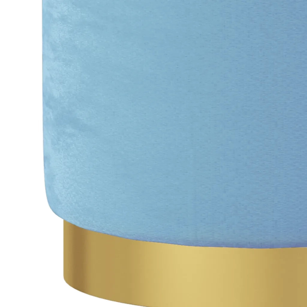 Sgabello Rotondo con Contenitore Azzurro in Velluto cod mxl 43076