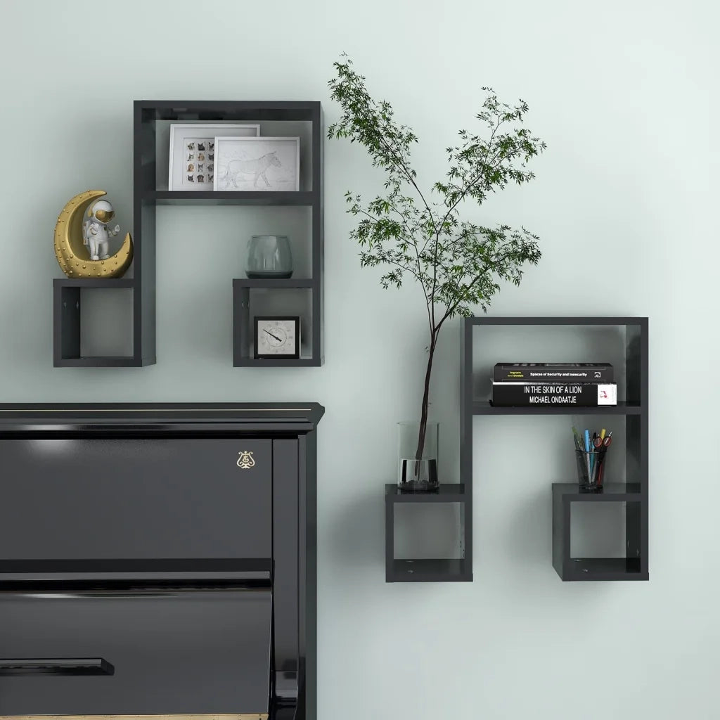 Mensole a Muro 2 pz Grigie 50x15x50 cm in Legno Multistrato 807243