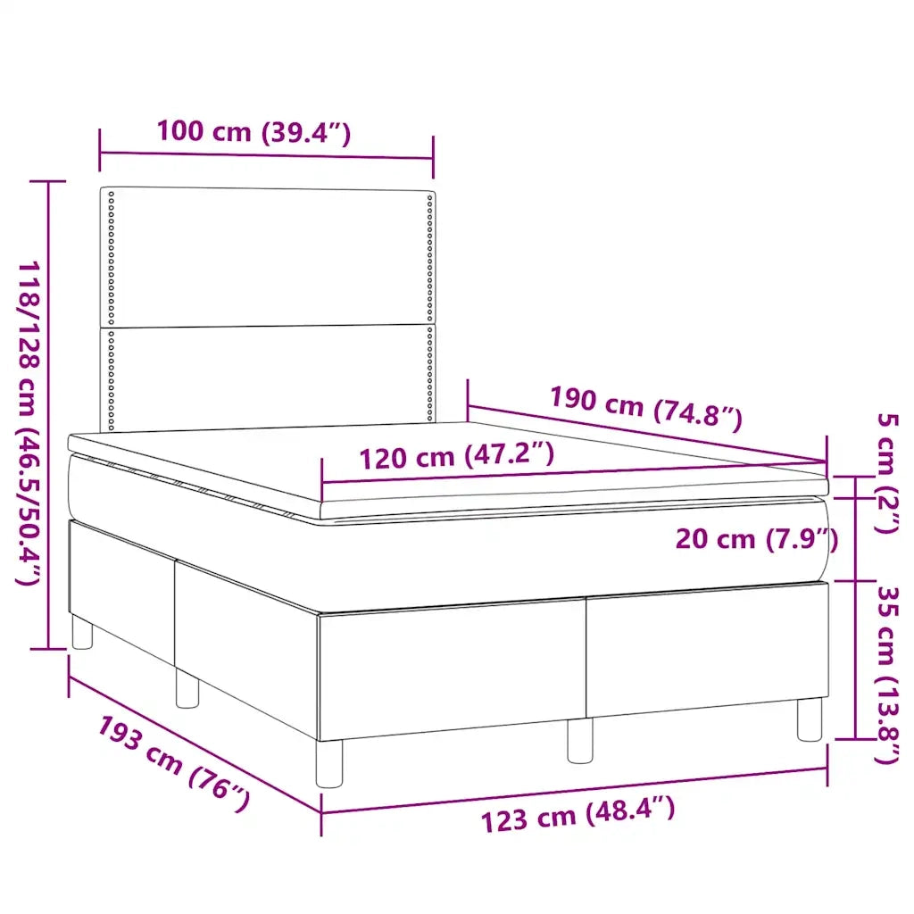 Letto a Molle Materasso e LED MarroneScuro 120x190cm in Tessuto 3270242