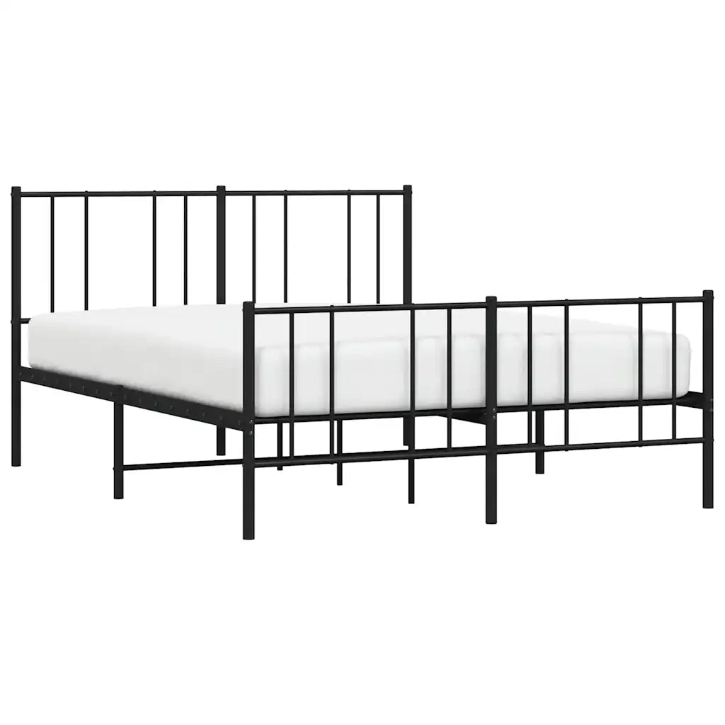 Giroletto con Testiera e Pediera Metallo Nero 135x190 cm 352497