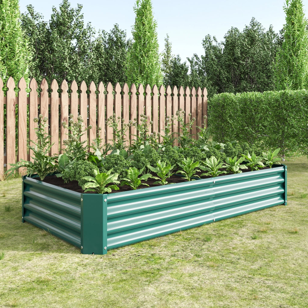 Orto rialzato su gambe in lamiera d'acciaio zincata con fondo aperto per verdure erbe e fiori verde 180 × 91 × 30 cm