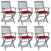 Sedie da Giardino Pieghevoli 6pz con Cuscini in Massello Acacia cod mxl 45158