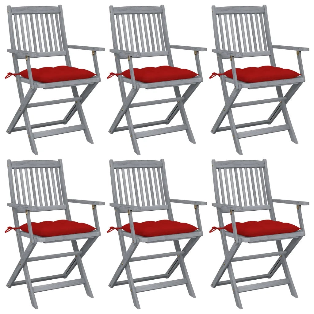 Sedie da Giardino Pieghevoli 6pz con Cuscini in Massello Acacia cod mxl 45158