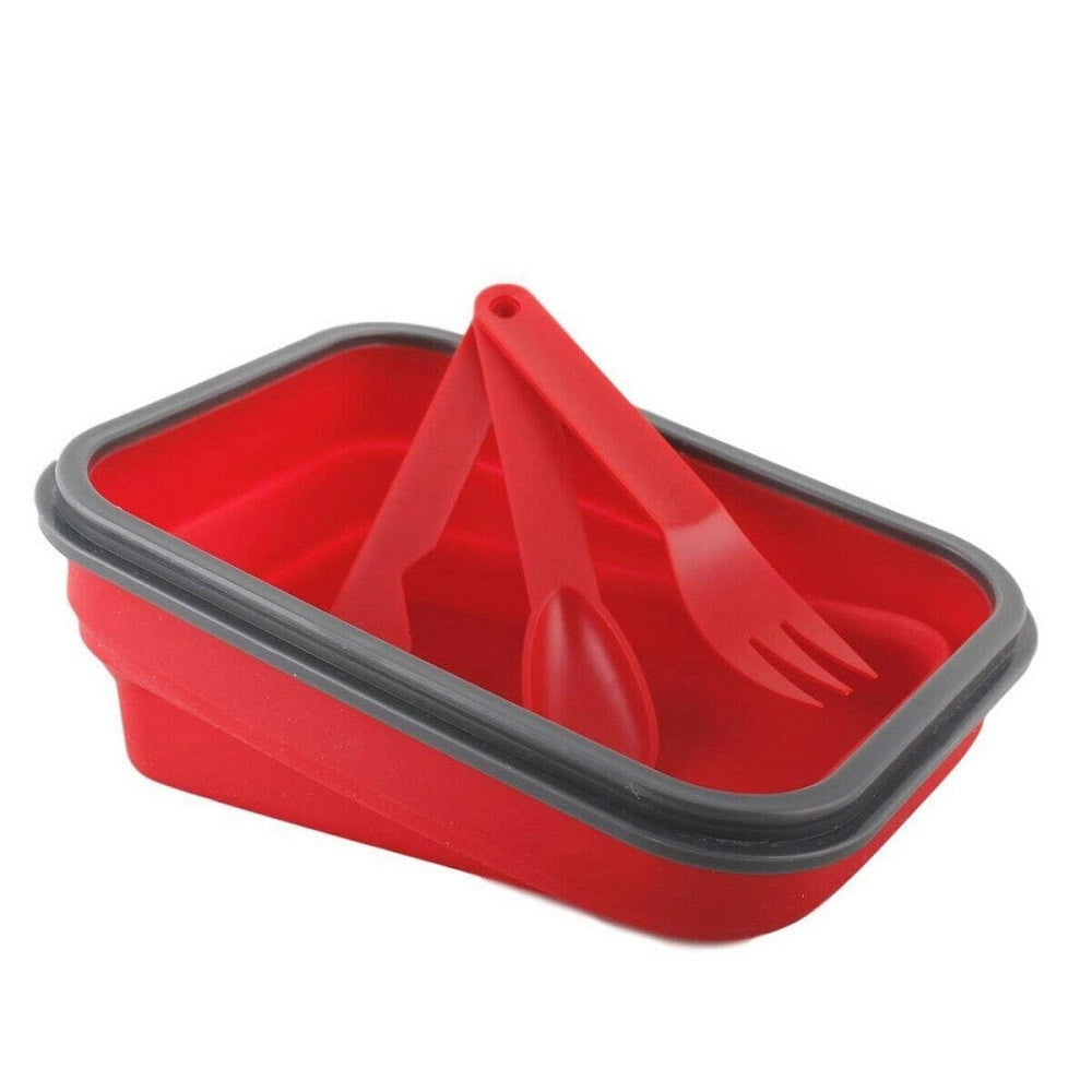 Trade Shop - Contenitore Cibo Pieghevole Silicone Scatola Porta Pranzo Posate Lavoro -