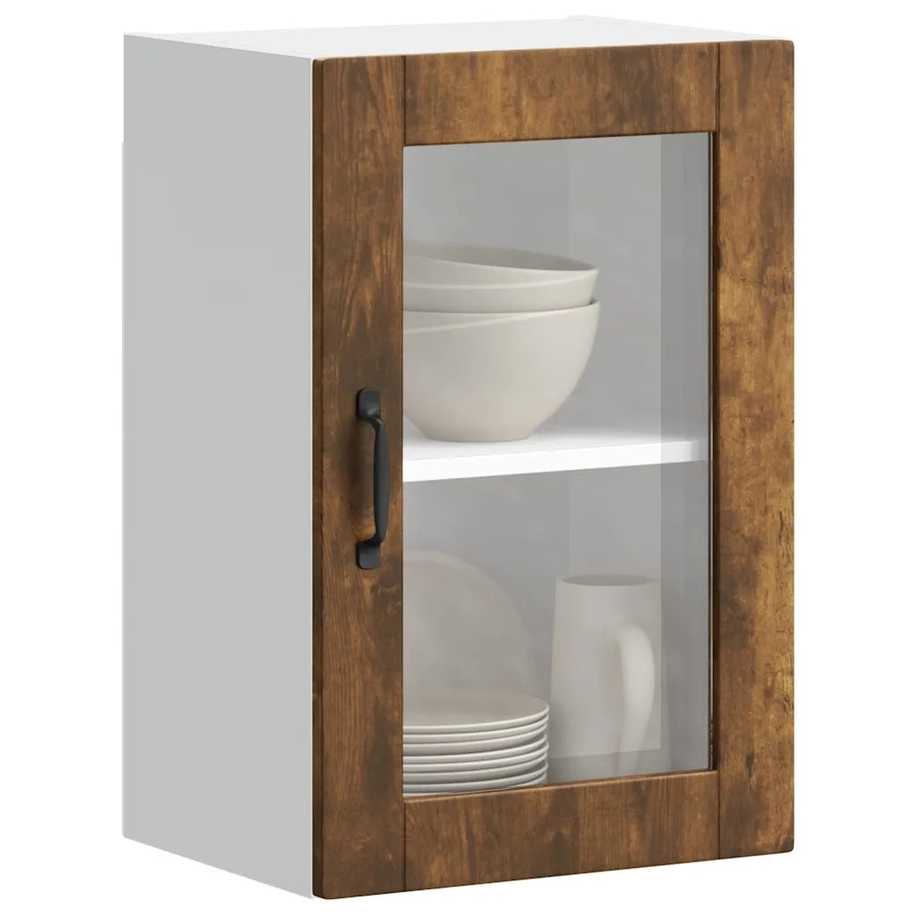 vidaXL Pensile da Cucina con Porta in Vetro Porto Rovere Fumo