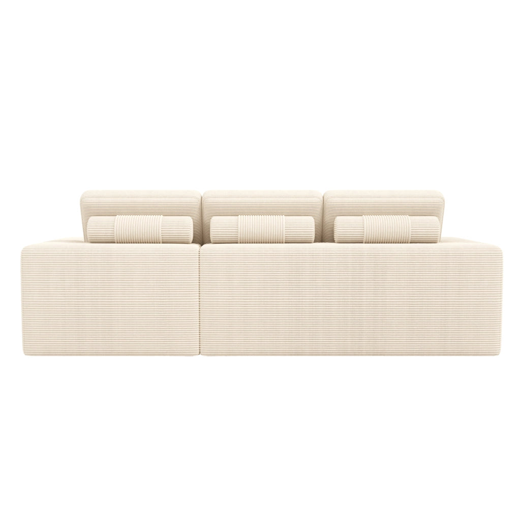 Sofa modulare angolare a L 253 x 161 x 89 cm in corduroy beige