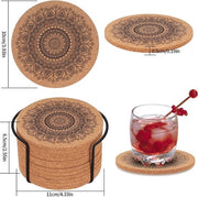 Pacco di 12 sottopiani in gomma, sottopiani in vetro, gomma, sottopiani 4 pollici, sottopiani per bicchieri, sottopiani assorbenti riutilizzabili, mandala in legno per caffè, bar, cucina, con supporto metallico.