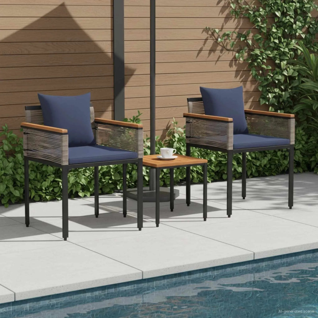 Set di Mobili da Esterno Grigio e Blu Navy polyrattan