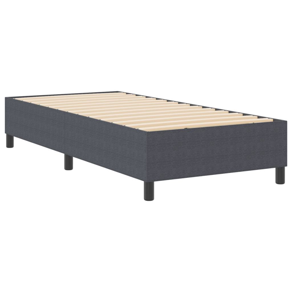 Letto Box Spring Grigio Scuro 100x200 cm Tessuto in Velluto Rigato