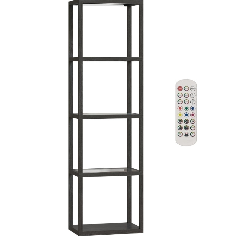 Lampada da terra LED RGB 45x29x157 cm metallo/vetro nero con telecomando –