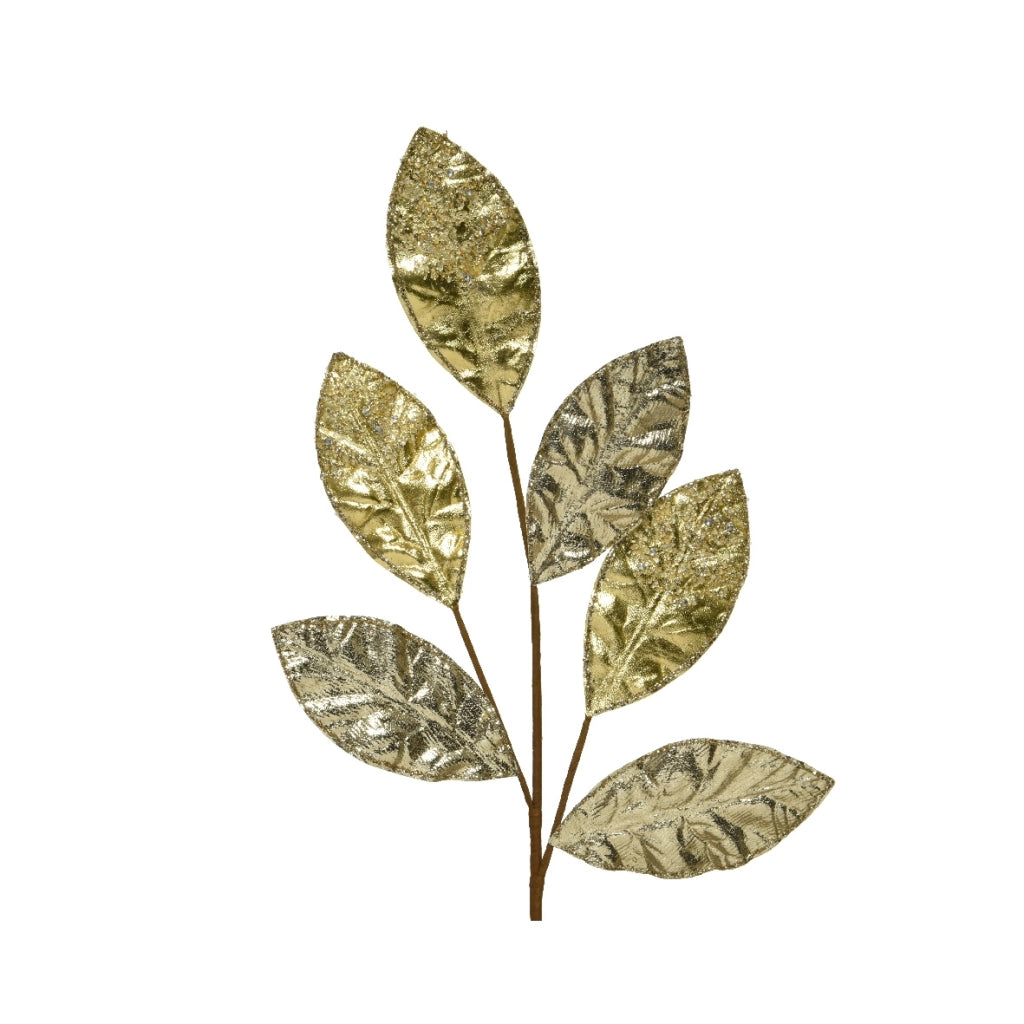 Foglia di magnolia Kaemingk oro glitterato