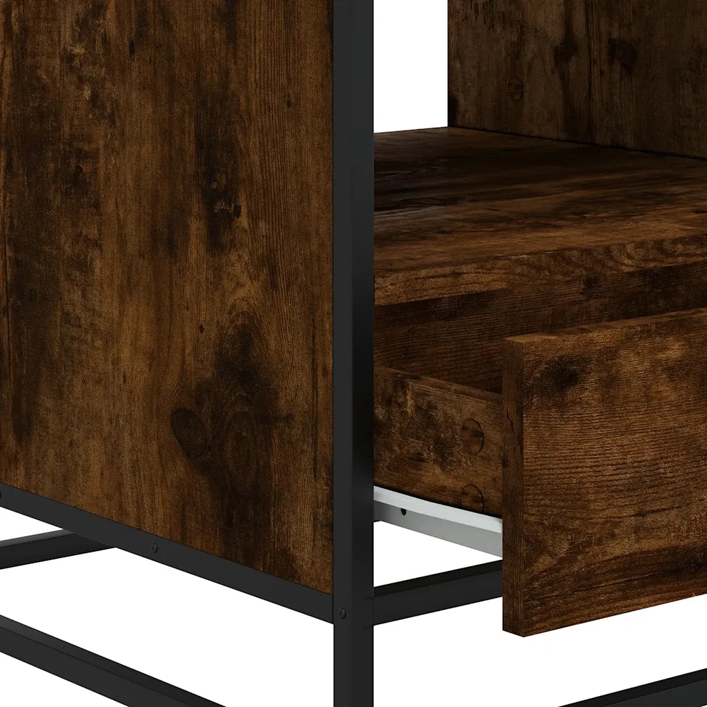 Tavolino Rovere Fumo 100x50x45cm in Legno Multistrato e Metallo