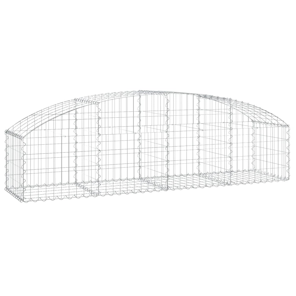 Cesto gabbione recinzione a gabbia muro di contenimento ad arco 200 x 50 x 40/60 cm ferro zincato argento 02_0040042