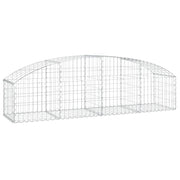 Cesto gabbione recinzione a gabbia muro di contenimento ad arco 200 x 50 x 40/60 cm ferro zincato argento 02_0040042