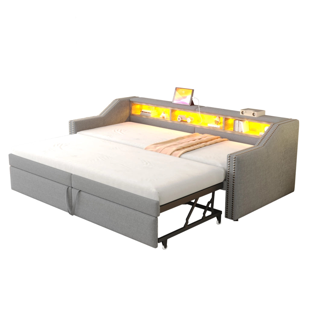 Letto divano estraibile lino 90x200 cm