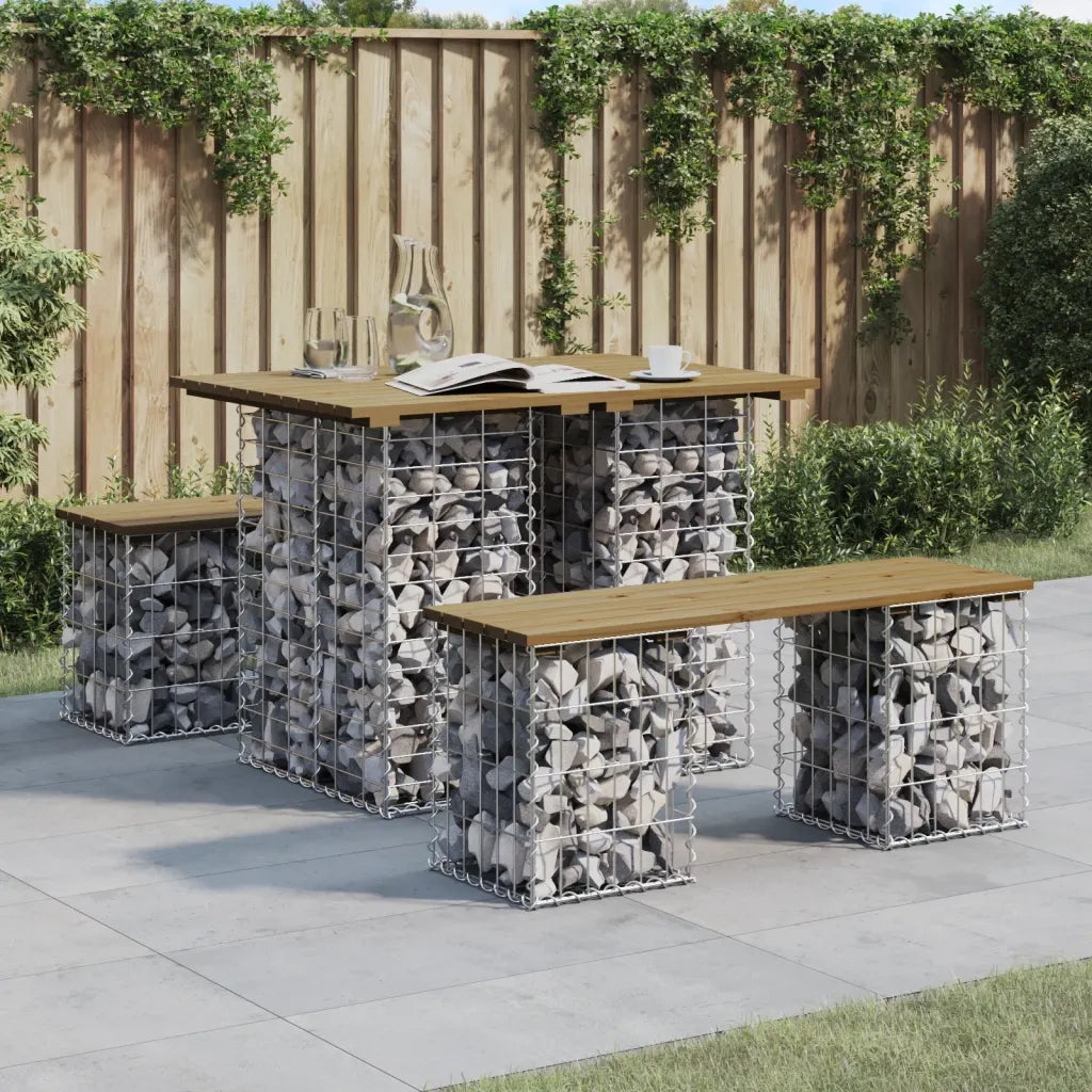 Tavolo da giardino in gabbione design 100x70x72 cm in legno di pino impregnato 834364