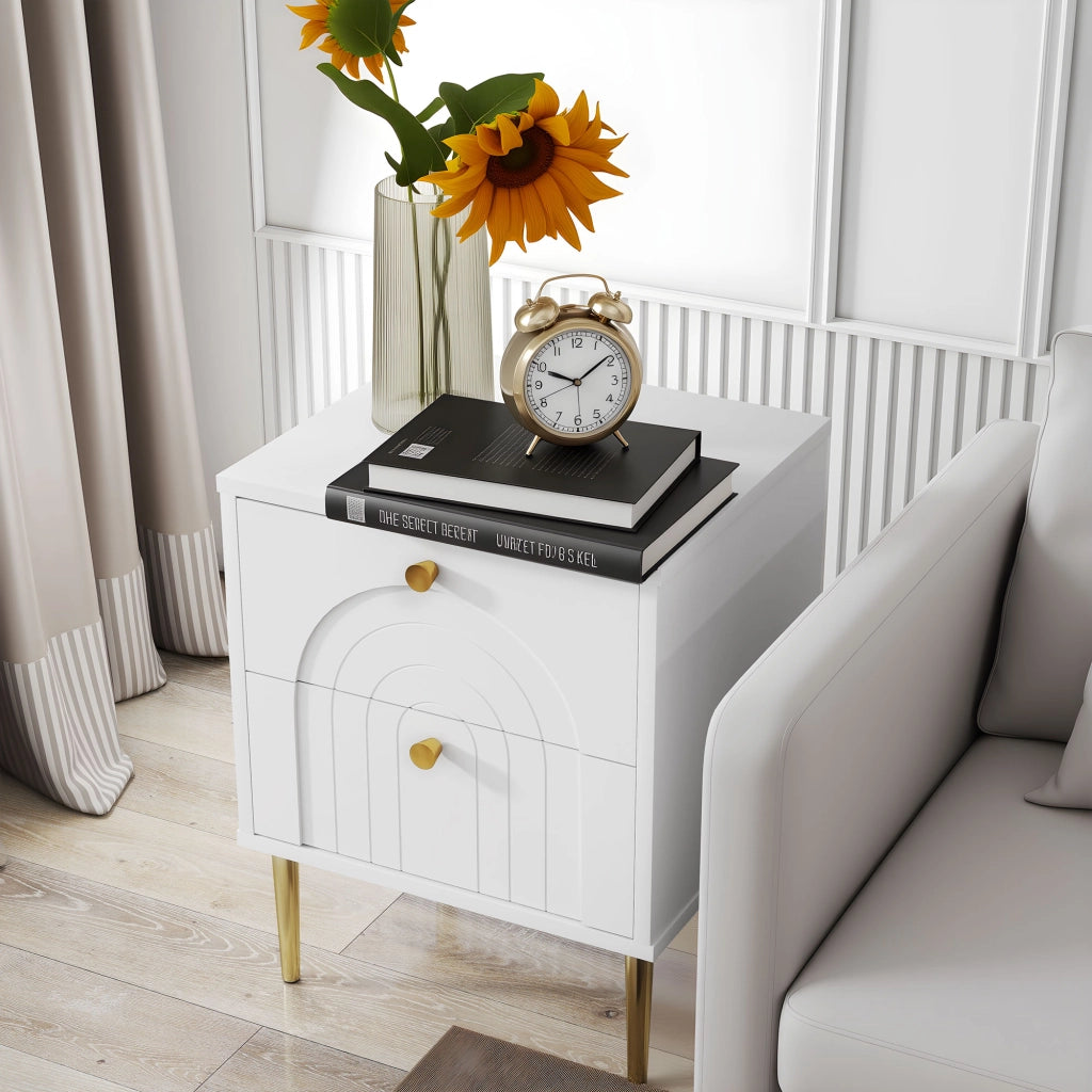Comodino con cassetto ¨C zephmum ¨C bianco, acciaio, 40x35x50 cm