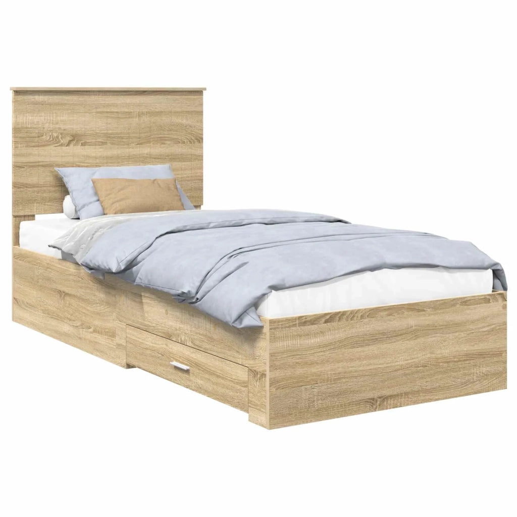 Struttura del letto Rovere Sonoma 90 x 190 cm Legno multistrato