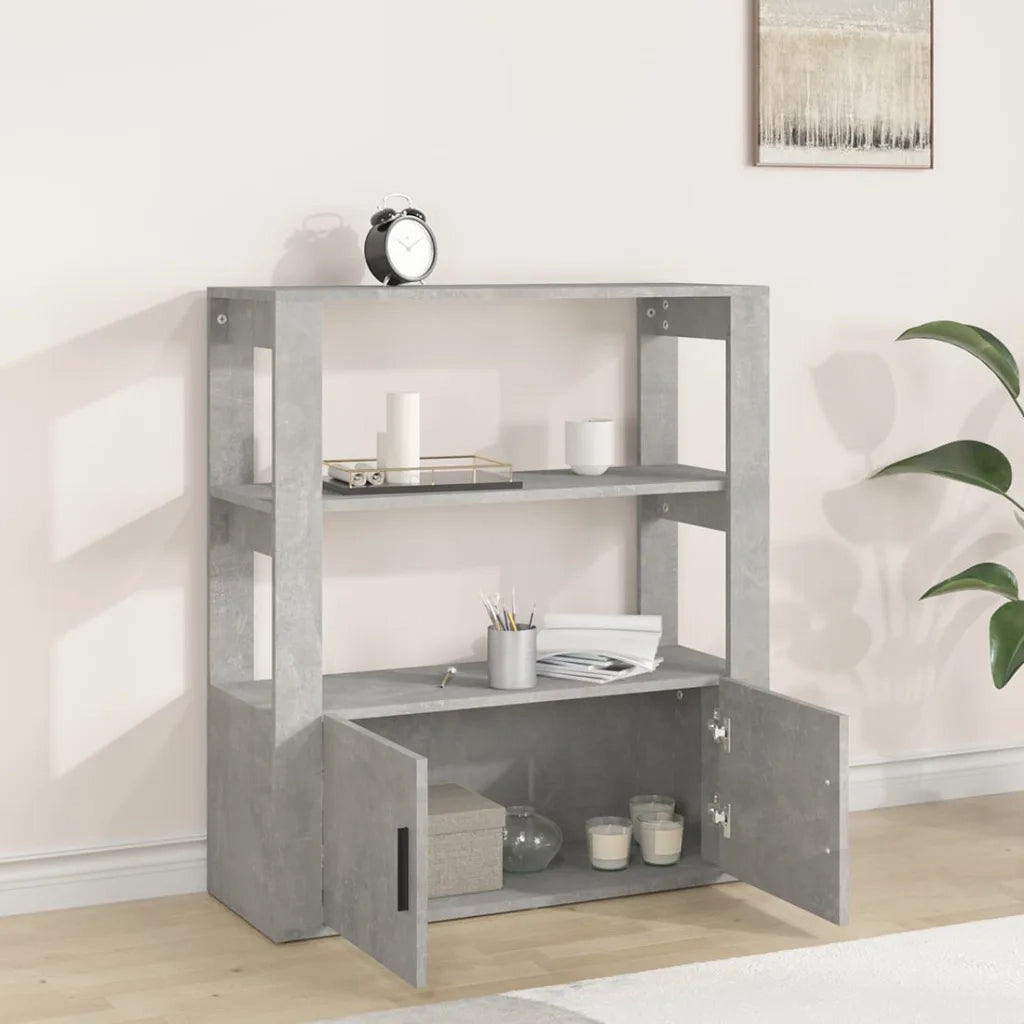 Credenza | Madia | Buffet da pranzo | Armadio da pranzo Grigio Cemento 80x30x90 cm in Legno Multistrato