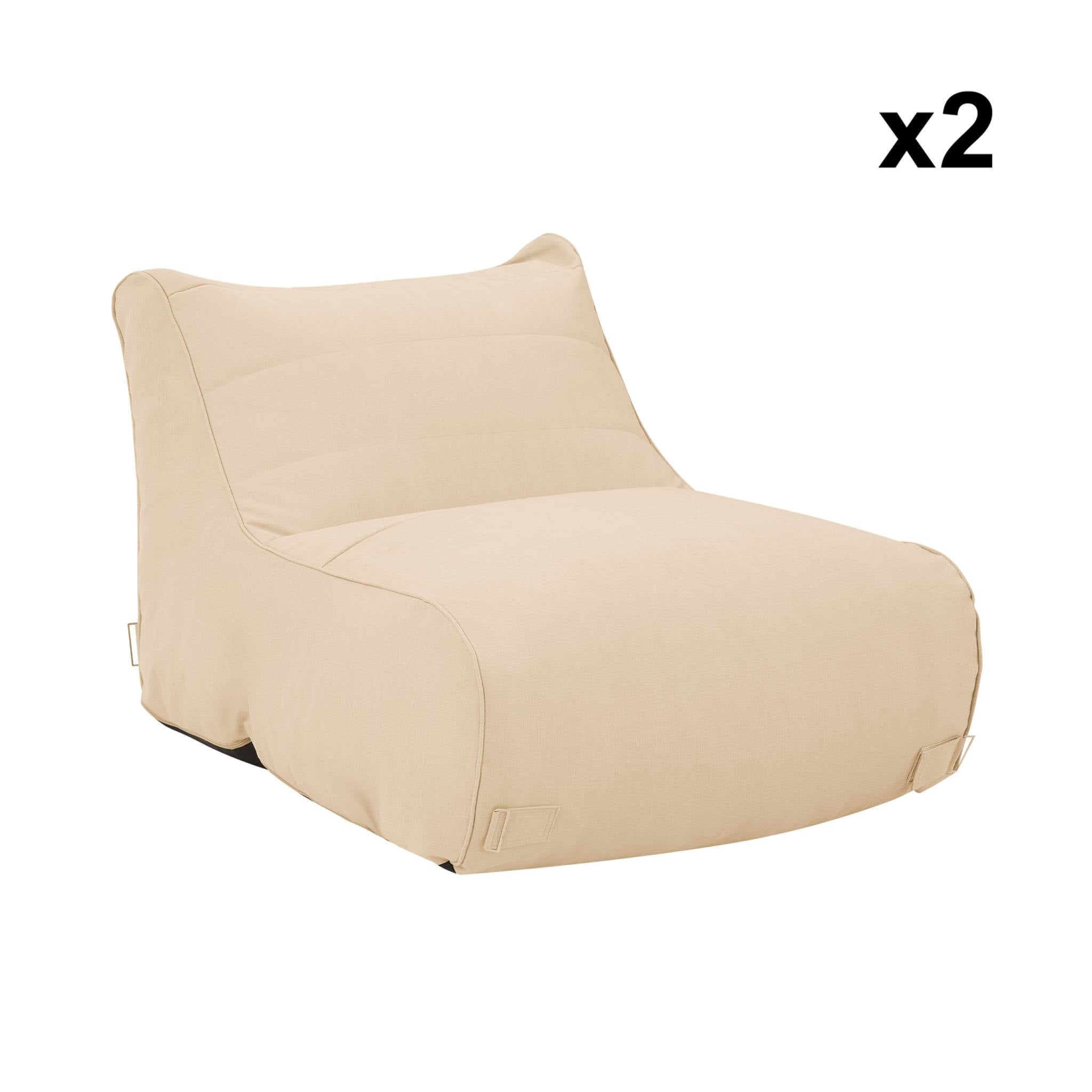 Set 2 pouf da esterno in olefina, beige