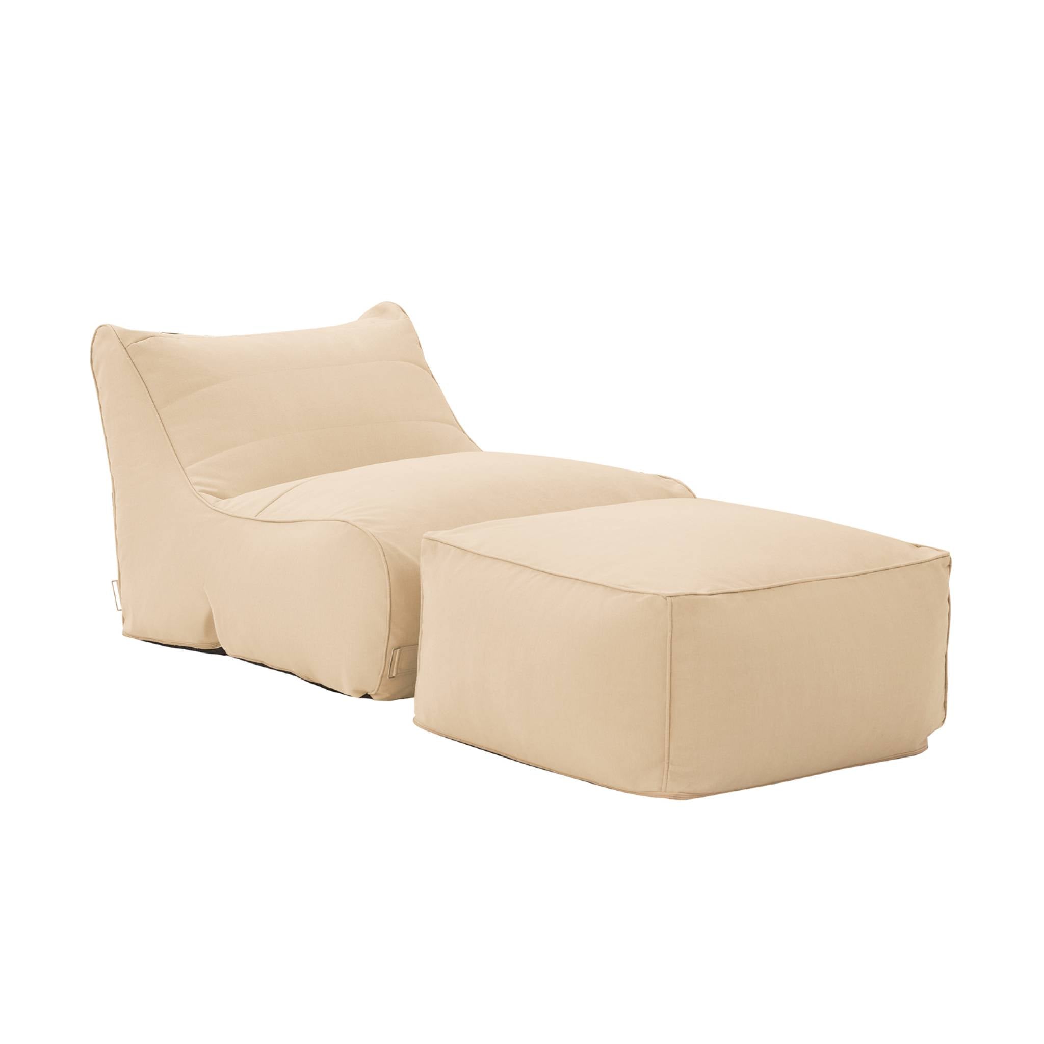 Pouf e poggiapiedi da esterno in olefina, beige