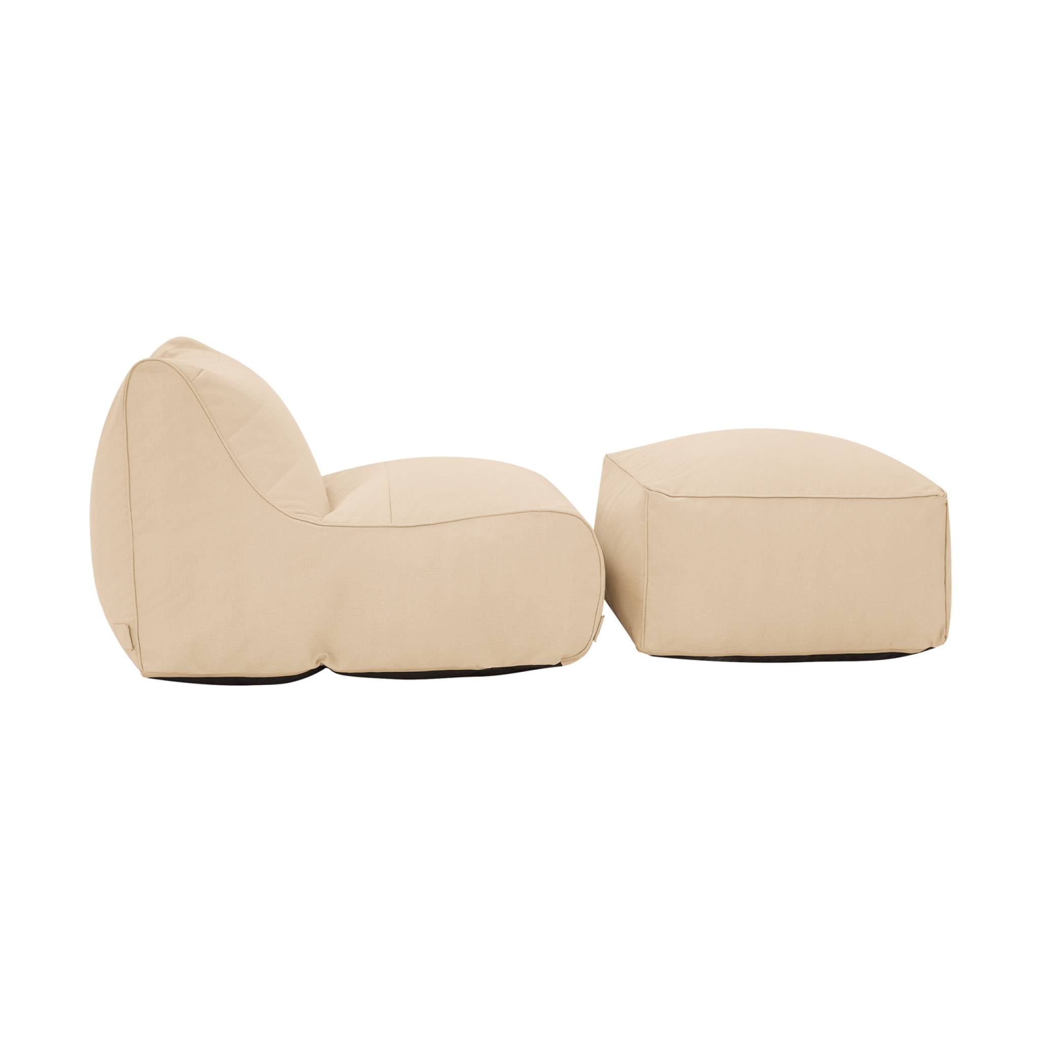 Pouf e poggiapiedi da esterno in olefina, beige