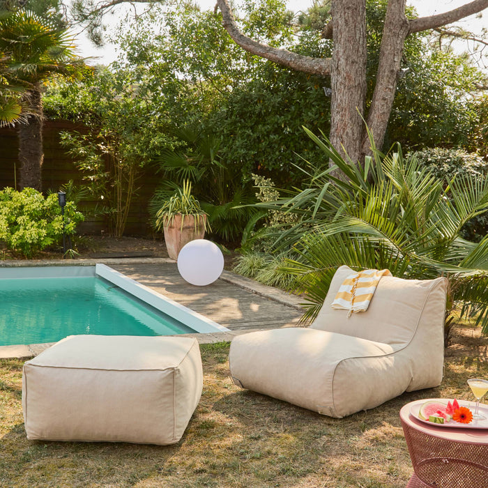 Pouf e poggiapiedi da esterno in olefina, beige