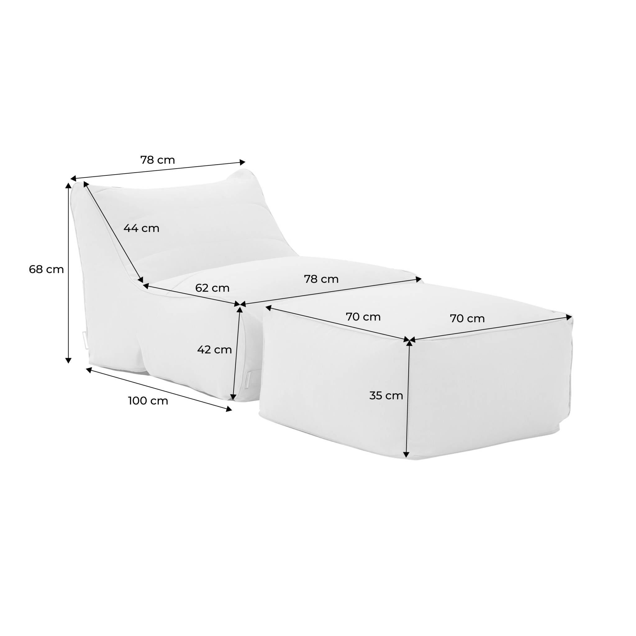 Pouf e poggiapiedi da esterno in olefina, beige