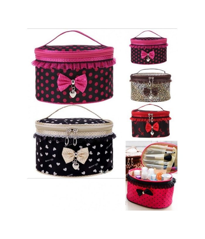 Beauty Case Borsello Trucco Fiocco Make Up Trousse Kit Viaggio Organizzatore         