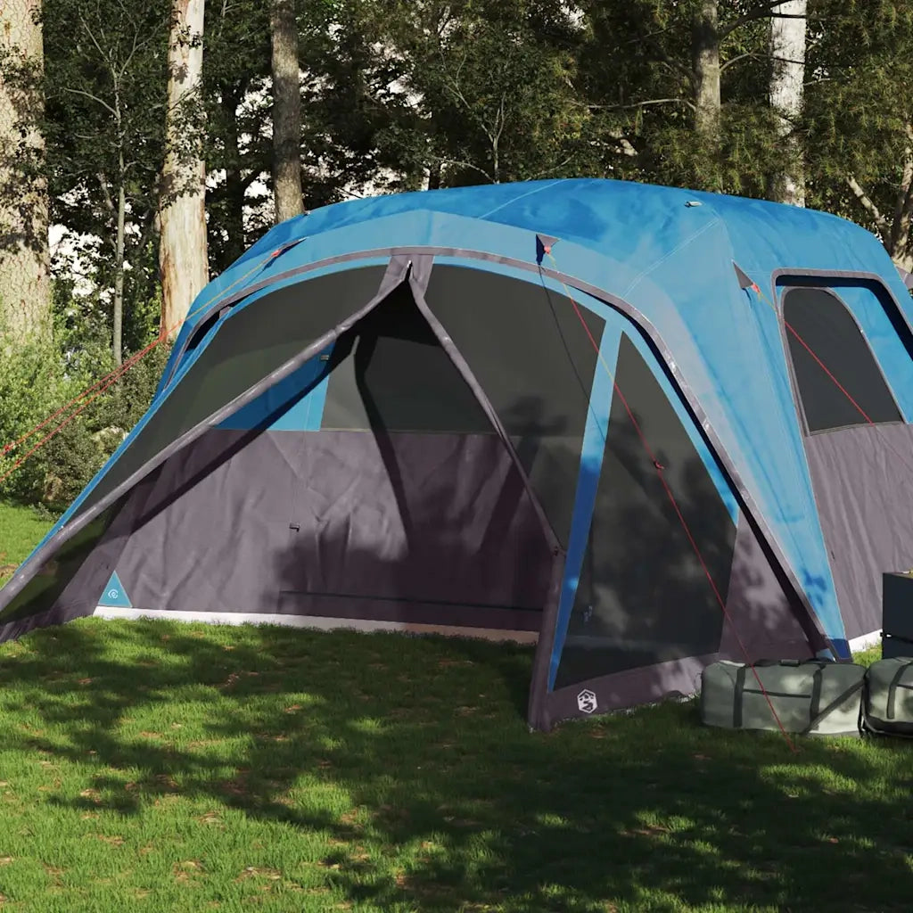 Tenda da Campeggio con Portico per 4 Persone Blu Impermeabile 94549