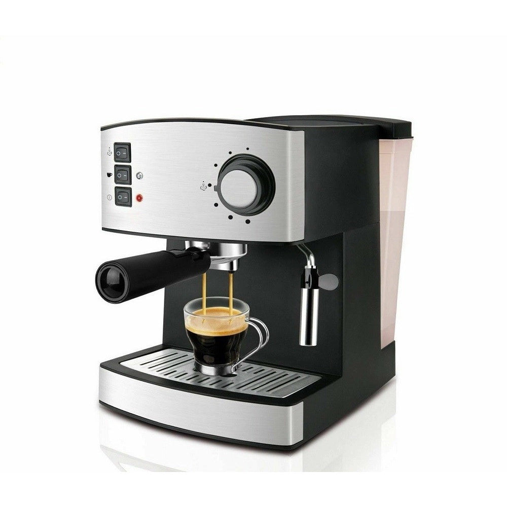 Trade Shop - Macchina Per Caffè Espresso 850 Watt 1.6lt Cappuccino System 15 Bar Corpo Inox -
