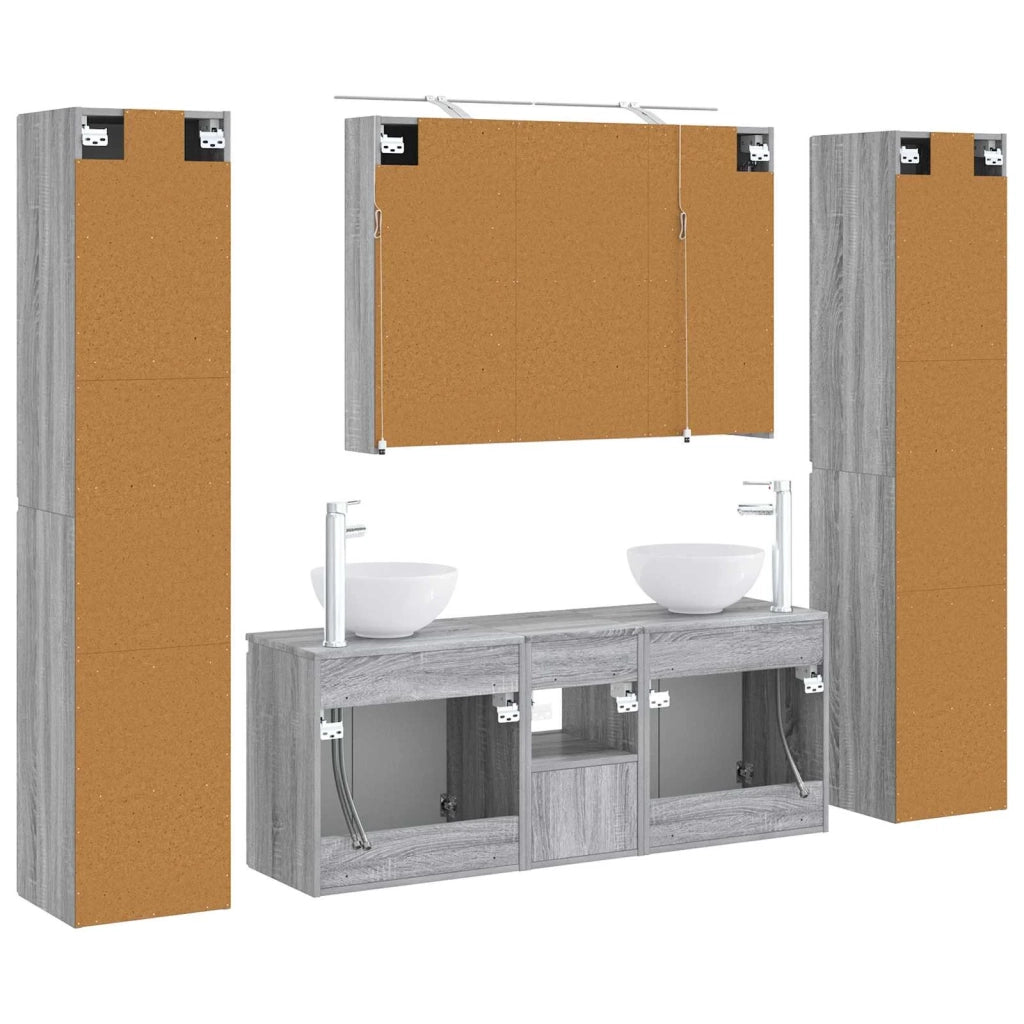 Set di mobili per il bagno 6 pcs Sonoma grigio 3407212