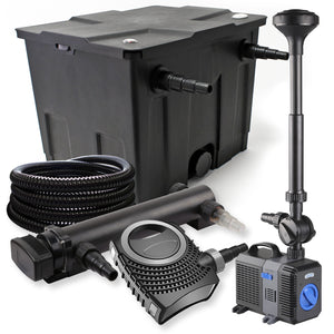 Set Filtro a 1 camera 12000l Chiarificatore UVC 36W Pompa NEO10000 80W Tubo Fontana