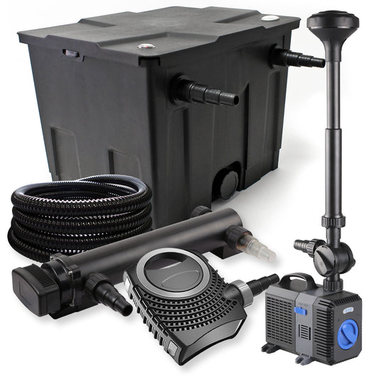Set Filtro a 1 camera 12000l Chiarificatore UVC 36W Pompa NEO10000 80W Tubo Fontana