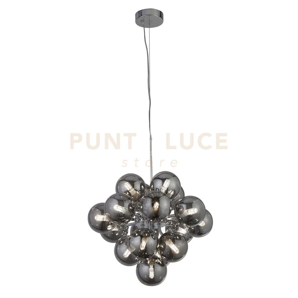 Berry 17Lt Pendant - Metallo cromato e vetro fumé