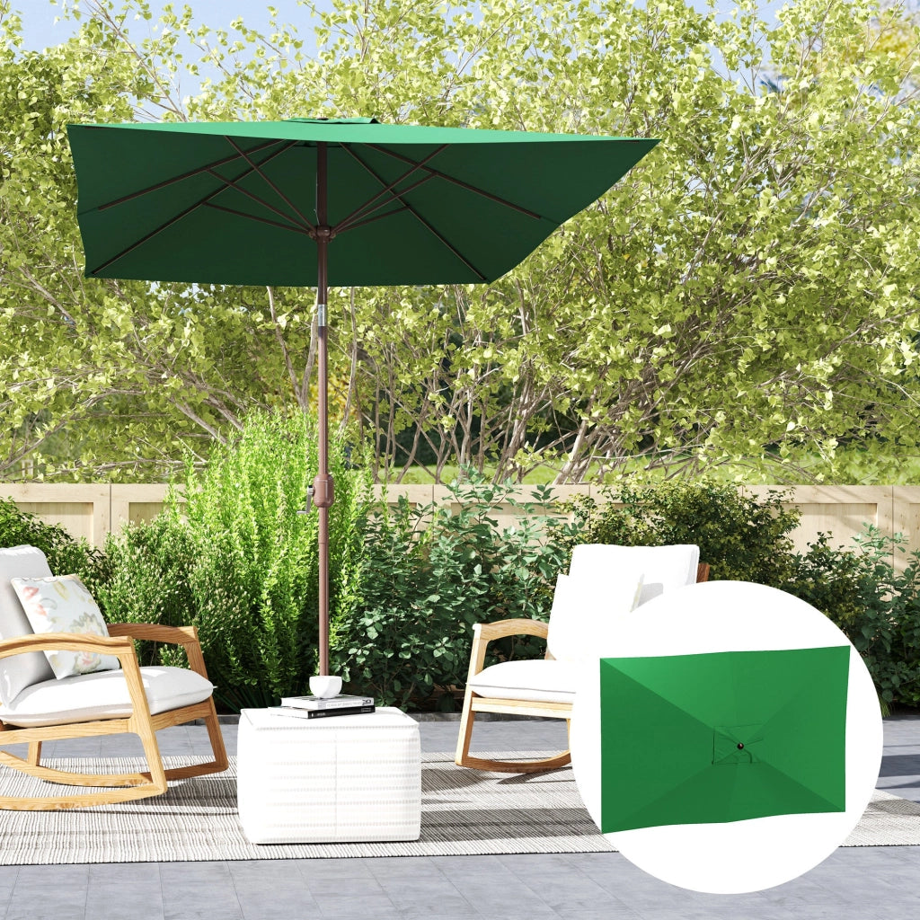 Telo di Ricambio per Ombrellone Rettangolare 3x2 m a 6 Stecche Poliestere Anti UV 50+ Verde
