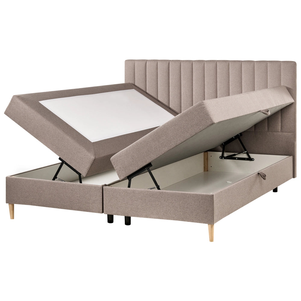 Divano letto matrimoniale con contenitore sollevabile imbottito con testiera 180 x 200 cm tortora