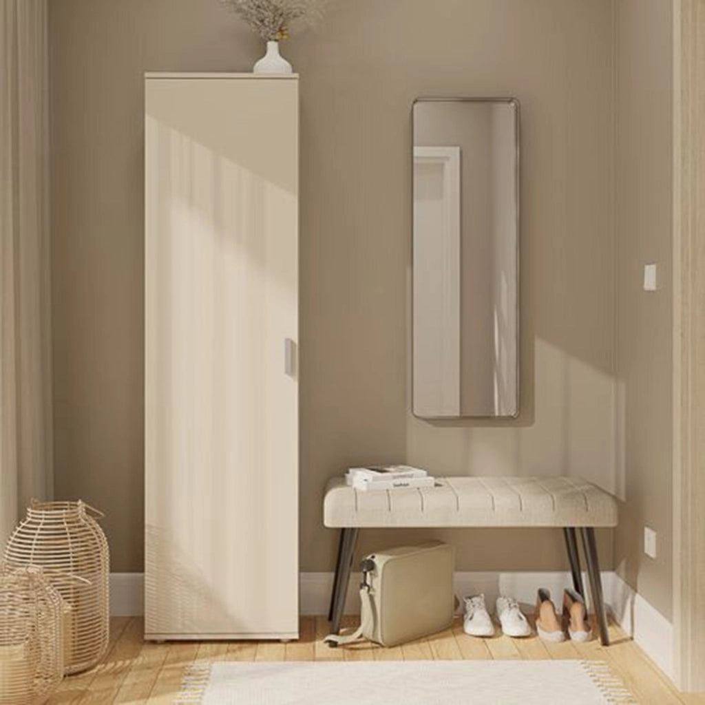 Lerosota, Armadio Multiuso 1 Anta 5 Ripiani, 50x185h cm Beige Cashmere