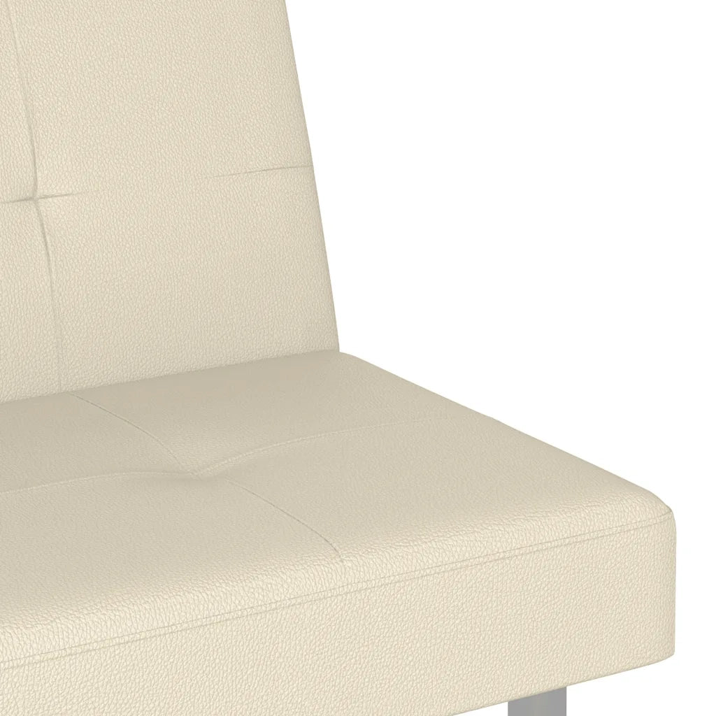 Divano letto | Sof¨¤ letto | Letto singolo con Portabicchieri in Similpelle Crema