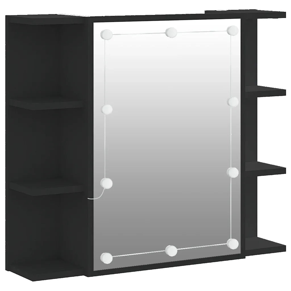 Mobile a Specchio | Armadio da bagno con LED Nero 70x16,5x60 cm