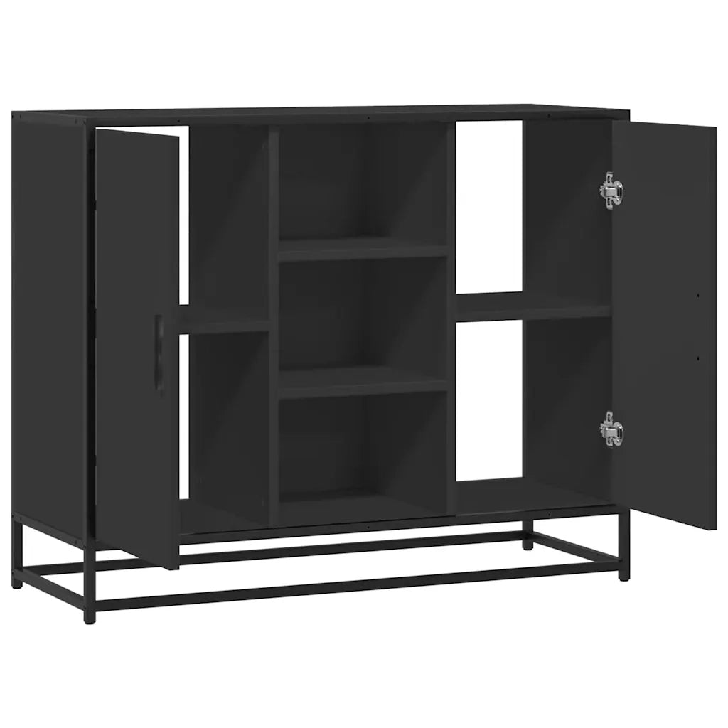 Credenza-Buffet-Armadio da cucina Nera 92x35x76 cm in Legno Multistrato 263970
