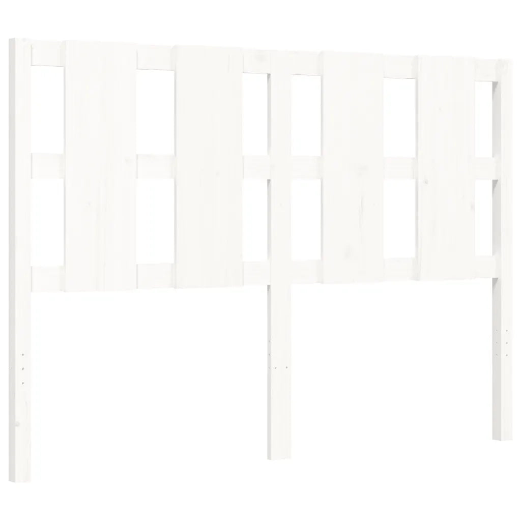 Giroletto con Testiera-Struttura Letto con testiera Bianco Small Double Legno Massello 145113