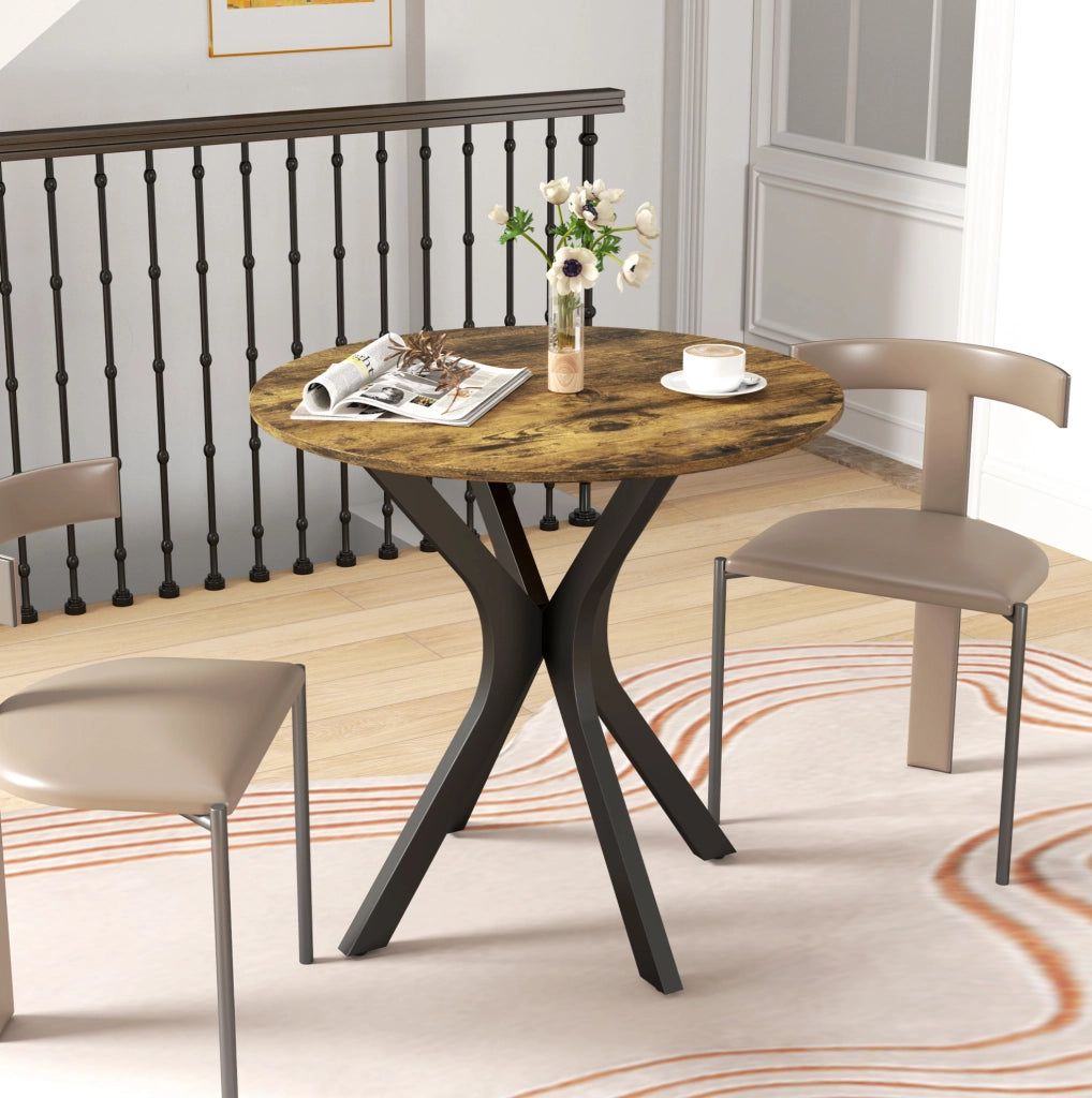 Tavolo rotondo da pranzo Ø78 cm in MDF e acciaio marrone
